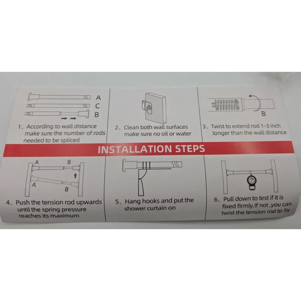 Black Shower Curtain Rod Tension Rod Adjustable